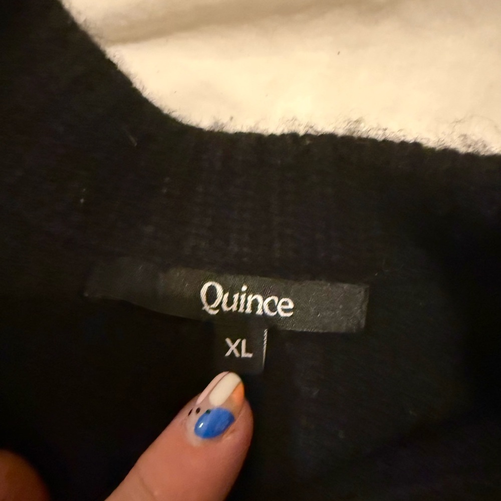 Quince women’s Mongolian Cashmere Fisherman Crewneck Sweater, Black XL - Picture 2 of 3
